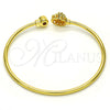 Oro Laminado Individual Bangle, Gold Filled Style Flower Design, with White Cubic Zirconia and White Micro Pave, Polished, Golden Finish, 07.233.0003 (03 MM Thickness, One size fits all)