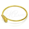 Oro Laminado Individual Bangle, Gold Filled Style Heart Design, with White Cubic Zirconia, Polished, Golden Finish, 07.233.0006 (03 MM Thickness, One size fits all)