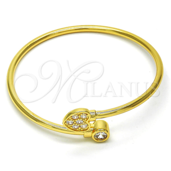 Gold Filled Jewelry — Individual Bangle Heart Design with White Cubic Zirconia — main product view — SKU 115262 | Oro Laminado joyería — Individual Bangle corazón diseño with blanco Cubic Zirconia — SKU 115262