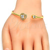 Oro Laminado Individual Bangle, Gold Filled Style with White Cubic Zirconia and White Crystal, Polished, Golden Finish, 07.233.0010 (03 MM Thickness, One size fits all)