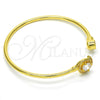 Oro Laminado Individual Bangle, Gold Filled Style with White Cubic Zirconia and White Crystal, Polished, Golden Finish, 07.233.0010 (03 MM Thickness, One size fits all)