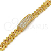 Oro Laminado ID Bracelet, Gold Filled Style with White Cubic Zirconia, Polished, Golden Finish, 03.284.0010.07 (11 MM Thickness, 7 Inches Length)