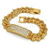 Oro Laminado ID Bracelet, Gold Filled Style with White Cubic Zirconia, Polished, Golden Finish, 03.284.0010.07 (11 MM Thickness, 7 Inches Length)