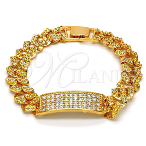 Gold Filled Bracelet — ID Bracelet with White Cubic Zirconia Polished 03. — main product view — SKU 115285 | Oro Laminado brazalete — ID Bracelet with blanco Cubic Zirconia pulido 03. — SKU 115285