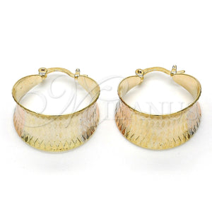 Gold Filled Hoop Earrings — Small Hoop Diamond Cutting Tricolor 02.65. — main product view — SKU 115363 | Oro Laminado aretes de aro — Small Hoop Diamond Cutting Tricolor 02.65. — SKU 115363