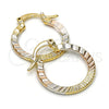 Oro Laminado Small Hoop, Gold Filled Style Diamond Cutting Finish, Tricolor, 02.65.2580.20