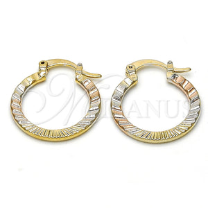 Gold Filled Hoop Earrings — Small Hoop Diamond Cutting Tricolor 02.65. — main product view — SKU 115371 | Oro Laminado aretes de aro — Small Hoop Diamond Cutting Tricolor 02.65. — SKU 115371