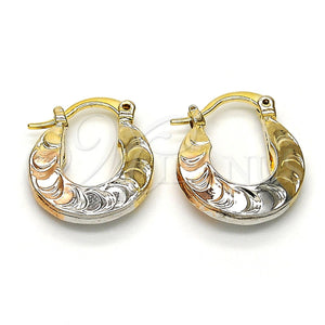 Gold Filled Hoop Earrings — Small Hoop Polished Tricolor 02.65. — main product view — SKU 115380 | Oro Laminado aretes de aro — Small Hoop pulido Tricolor 02.65. — SKU 115380