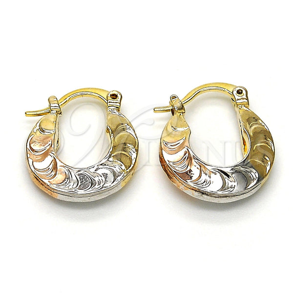 Gold Filled Hoop Earrings — Small Hoop Polished Tricolor 02.65. — main product view — SKU 115380 | Oro Laminado aretes de aro — Small Hoop pulido Tricolor 02.65. — SKU 115380