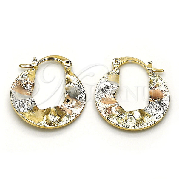 Gold Filled Hoop Earrings — Small Hoop Polished Tricolor 02.65. — main product view — SKU 115382 | Oro Laminado aretes de aro — Small Hoop pulido Tricolor 02.65. — SKU 115382