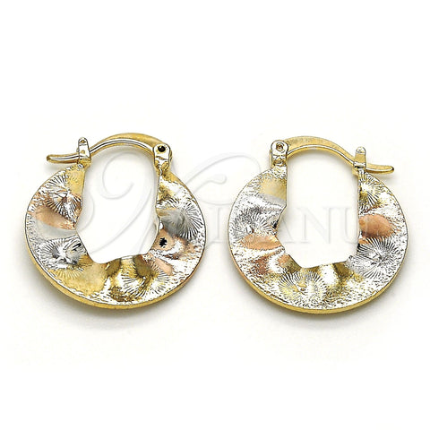 Oro Laminado Small Hoop, Gold Filled Style Polished, Tricolor, 02.65.2591.20