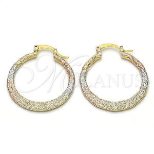 Gold Filled Hoop Earrings — Medium Hoop Matte Tricolor 02.65. — main product view — SKU 115384 | Oro Laminado aretes de aro — Medium Hoop Matte Tricolor 02.65. — SKU 115384