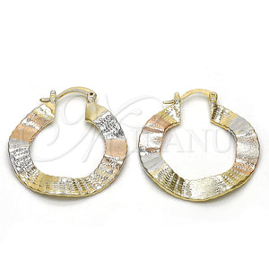 Gold Filled Hoop Earrings — Medium Hoop Polished Tricolor 02.65. — main product view — SKU 115387 | Oro Laminado aretes de aro — Medium Hoop pulido Tricolor 02.65. — SKU 115387