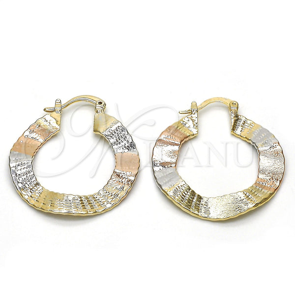 Gold Filled Hoop Earrings — Medium Hoop Polished Tricolor 02.65. — main product view — SKU 115387 | Oro Laminado aretes de aro — Medium Hoop pulido Tricolor 02.65. — SKU 115387