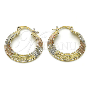 Gold Filled Hoop Earrings — Small Hoop Diamond Cutting Tricolor 02.65. — main product view — SKU 115396 | Oro Laminado aretes de aro — Small Hoop Diamond Cutting Tricolor 02.65. — SKU 115396
