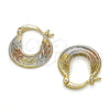 Oro Laminado Small Hoop, Gold Filled Style Diamond Cutting Finish, Tricolor, 02.65.2610.15