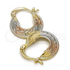 Oro Laminado Small Hoop, Gold Filled Style Diamond Cutting Finish, Tricolor, 02.65.2610.15