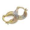Oro Laminado Small Hoop, Gold Filled Style Diamond Cutting Finish, Tricolor, 02.65.2610.15