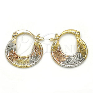 Gold Filled Hoop Earrings — Small Hoop Diamond Cutting Tricolor 02.65. — main product view — SKU 115401 | Oro Laminado aretes de aro — Small Hoop Diamond Cutting Tricolor 02.65. — SKU 115401