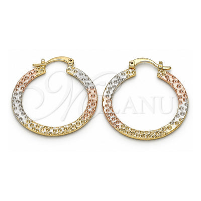 Oro Laminado Medium Hoop, Gold Filled Style Polished, Tricolor, 02.65.2614.30