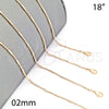 Oro Laminado Basic Necklace, Gold Filled Style Ball Design, Polished, Golden Finish, 04.213.0056.18 (02 MM Thickness, 18 Inches Length)