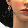 Oro Laminado Small Hoop, Gold Filled Style with Ruby and White Cubic Zirconia, Polished, Golden Finish, 02.185.0001.8.20
