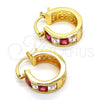 Oro Laminado Small Hoop, Gold Filled Style with Ruby and White Cubic Zirconia, Polished, Golden Finish, 02.185.0001.8.20