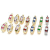 Oro Laminado Small Hoop, Gold Filled Style with Ruby and White Cubic Zirconia, Polished, Golden Finish, 02.185.0001.8.20