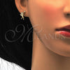 Oro Laminado Earring and Pendant Adult Set, Gold Filled Style Angel Design, with White Micro Pave, Polished, Golden Finish, 10.199.0101