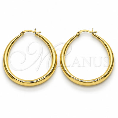Oro Laminado Medium Hoop, Gold Filled Style Teardrop and Hollow Design, Polished, Golden Finish, 02.122.0092.40