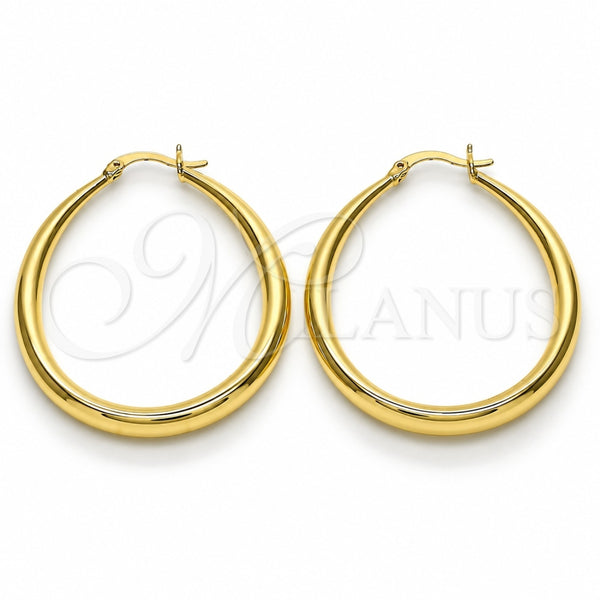 Oro Laminado Medium Hoop, Gold Filled Style Teardrop and Hollow Design, Polished, Golden Finish, 02.122.0092.40