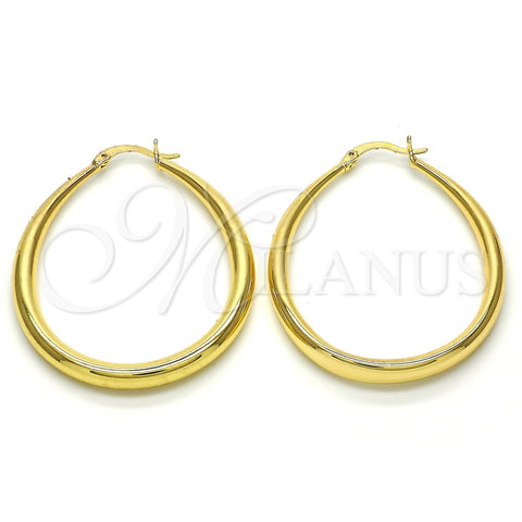 Oro Laminado Medium Hoop, Gold Filled Style Teardrop and Hollow Design, Polished, Golden Finish, 02.122.0092.40
