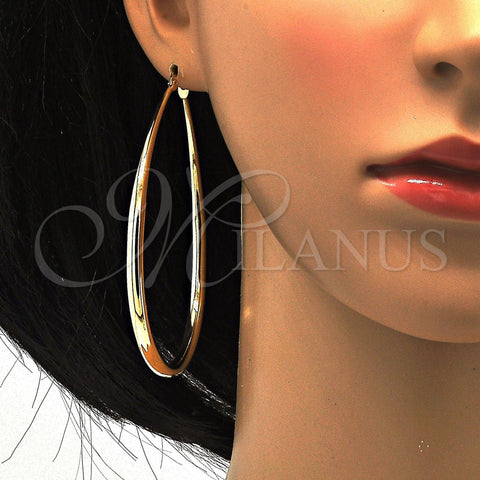 Oro Laminado Large Hoop, Gold Filled Style Teardrop and Hollow Design, Polished, Golden Finish, 02.122.0092.60