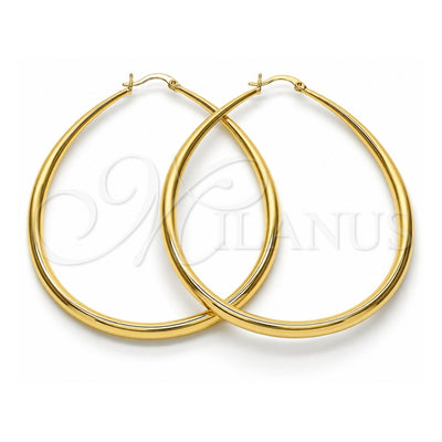 Oro Laminado Large Hoop, Gold Filled Style Teardrop and Hollow Design, Polished, Golden Finish, 02.122.0092.60