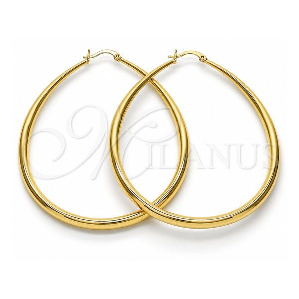 Oro Laminado Large Hoop, Gold Filled Style Teardrop and Hollow Design, Polished, Golden Finish, 02.122.0092.60