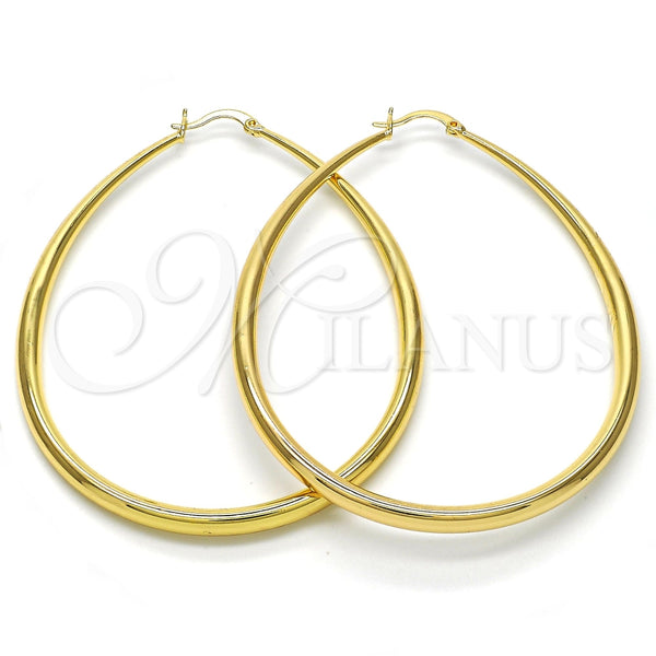 Oro Laminado Large Hoop, Gold Filled Style Teardrop and Hollow Design, Polished, Golden Finish, 02.122.0092.60