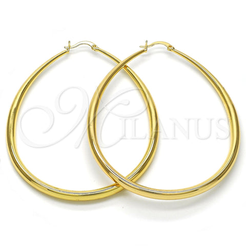 Oro Laminado Large Hoop, Gold Filled Style Teardrop and Hollow Design, Polished, Golden Finish, 02.122.0092.60
