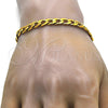 Stainless Steel Basic Bracelet, Curb Design, Polished, Golden Finish, 03.256.0012.08 (200 Gauge, 08 MM Thickness, 8 Inches Length)