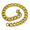 Stainless Steel Basic Bracelet, Curb Design, Polished, Golden Finish, 03.256.0012.08 (200 Gauge, 08 MM Thickness, 8 Inches Length)