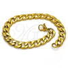 Stainless Steel Basic Bracelet, Curb Design, Polished, Golden Finish, 03.256.0012.08 (200 Gauge, 08 MM Thickness, 8 Inches Length)