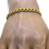 Stainless Steel Necklace and Bracelet, Curb Design, Polished, Golden Finish, 06.256.0008