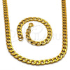 Stainless Steel Necklace and Bracelet, Curb Design, Polished, Golden Finish, 06.256.0008