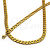 Stainless Steel Necklace and Bracelet, Curb Design, Polished, Golden Finish, 06.256.0008
