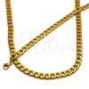 Stainless Steel Necklace and Bracelet, Curb Design, Polished, Golden Finish, 06.256.0008