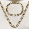 Stainless Steel Necklace and Bracelet, Curb Design, Polished, Golden Finish, 06.256.0008