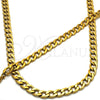 Stainless Steel Necklace and Bracelet, Curb Design, Polished, Golden Finish, 06.256.0009