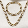 Stainless Steel Necklace and Bracelet, Curb Design, Polished, Golden Finish, 06.256.0009