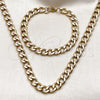 Stainless Steel Necklace and Bracelet, Curb Design, Polished, Golden Finish, 06.256.0009