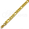 Stainless Steel Basic Bracelet, Figaro Design, Polished, Golden Finish, 03.256.0015.08 (200 Gauge, 08 MM Thickness, 8 Inches Length)