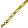 Stainless Steel Basic Bracelet, Figaro Design, Polished, Golden Finish, 03.256.0016.08 (230 Gauge, 08 MM Thickness, 8 Inches Length)
